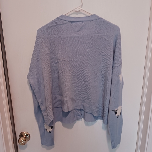 Blue Sheep Patterned Women's Sweater - Picture 7 of 7